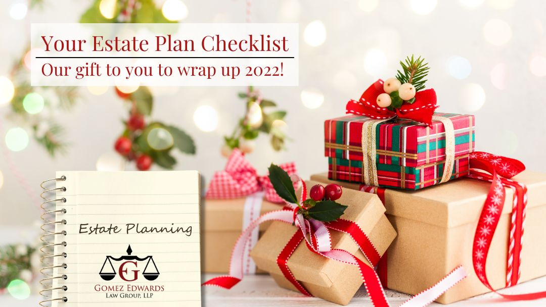 Estate plan checklist and holiday presents.